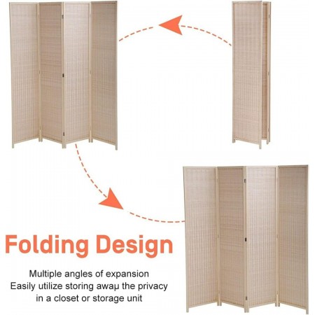 قاطع قش حصير رتان سادة مع اطار خشبي 4 دفات مقاس 180 × 45 سم