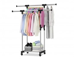 علاقة ملابس مع عجلات 2 عامود ستانلس