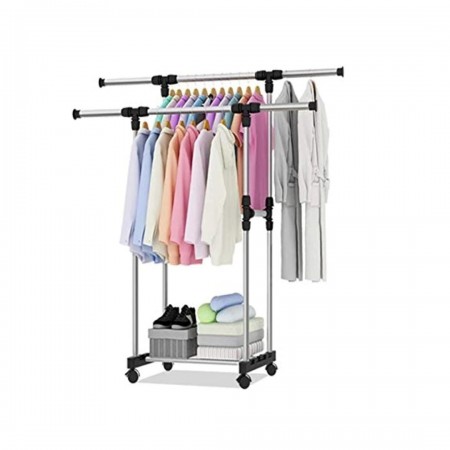 علاقة ملابس مع عجلات 2 عامود ستانلس