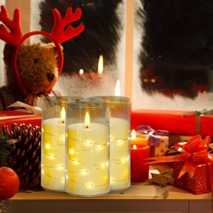 شمع الكتروني مع ضوء ليد وغطاء شفاف يعمل بالبطارية حجم كبير 15 سم