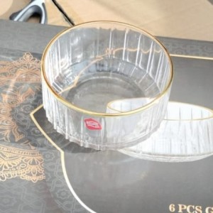 طقم صحون بزر / لبن مدور عدد 6 سعة 295 ميل مزخرف مع حفظ ذهبي من الاعلى طقم صحون بزر / لبن مدور عدد 6 سعة 295 ميل مزخرف مع حفظ ذهبي من الاعلى