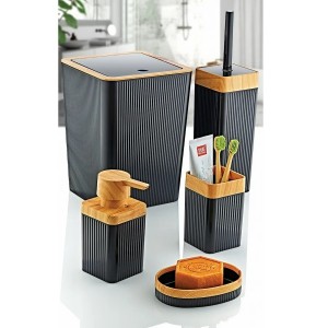 طقم حمام بلاستيك محزز 5 قطع VIOLET سكني / اسود