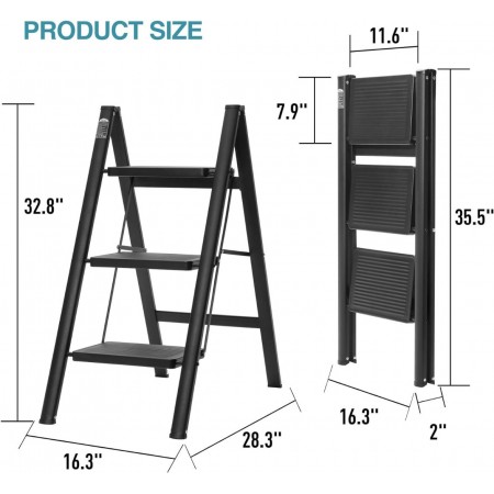 سلم حديد 3 درجة اسود AF03-3