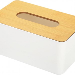 علبة / بكيت محارم حافظة بلاستيك مع غطاء بامبو علبة / بكيت محارم حافظة بلاستيك مع غطاء بامبو