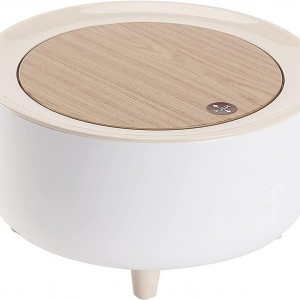 سلة مهملات غطا بامبو مع ارجل قواعد بلاستيك مدور صغير للمكتب او الطاولات دلو زبالة / سطل قمامة