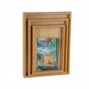 طقم صواني 3 خشب بامبو كبير لون بيج