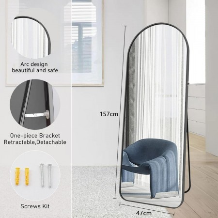 مراه/مراية زجاج مع ستاند كبير اطار معدن مدور