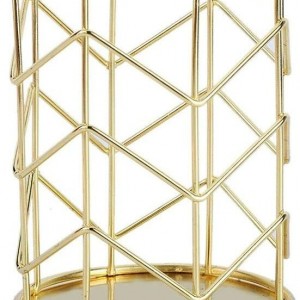 منظم مكياج - حمالة معالق وشوك معدن ذهبي مدورة منظم مكياج - حمالة معالق وشوك معدن ذهبي مدورة