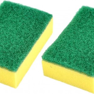 ليف جلي قطعتين اسفنج مع لباد خشن اخضر