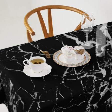 رول نايلون طاولة سفرة استخدام مرة واحدة 1كيلو / ماربل ابيض اسود 60 سم