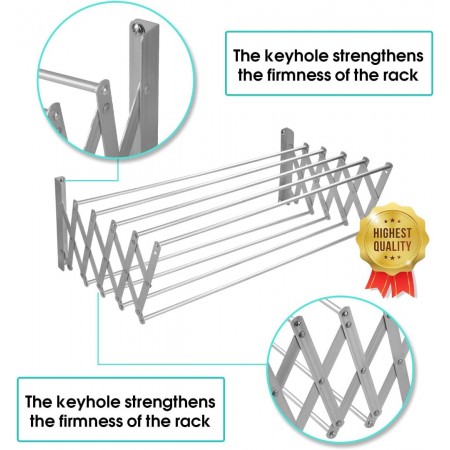 منشر غسيل قابل للتمدد للحيط عرض 90 سم يتمدد 75 سم