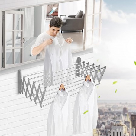 منشر غسيل قابل للتمدد للحيط عرض 90 سم يتمدد 75 سم