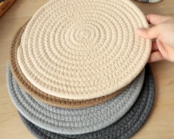 كوستر ليسلي كتان نسيج مدور 25 سم بيج / بني