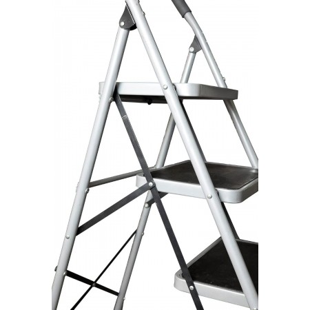 سلم ابيض حديد 6 درجات جلد اسود