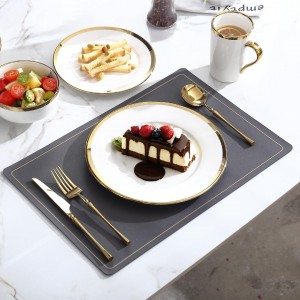 صحن بورسلان ابيض مع حز ذهبي 10انش