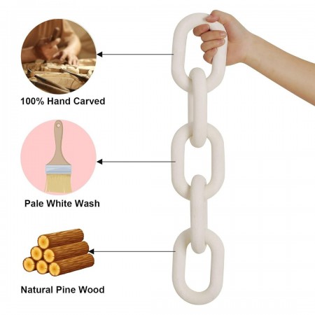 جنزير خشب ديكور لون ابيض فاتح طول 55 سم