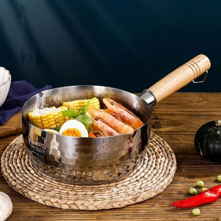 كسرولا ستيل خلية نحل مع يد خشب 22سم BD96-3