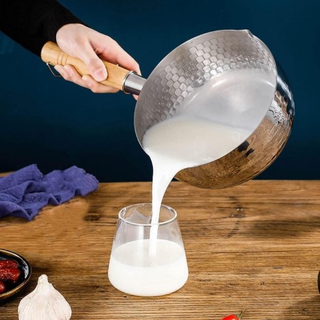 كسرولا ستيل خلية نحل مع يد خشب 22سم BD96-3