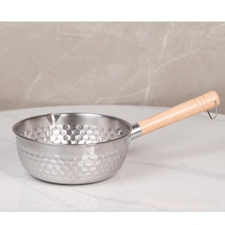 كسرولا ستيل خلية نحل مع يد خشب 22سم BD96-3