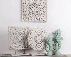 كوستر ديكور مدور  30 × 30 سم مزخرف اسلامي بيج