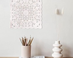 كوستر ديكور مربع  30 × 30 سم مزخرف اسلامي بيج