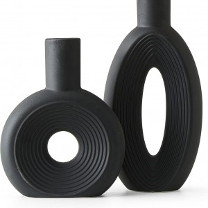 طقم فازات سيراميك قطعتين بوهيمي باونتي + بيضاوي دوائر داخلية مستويات متعددة اسود