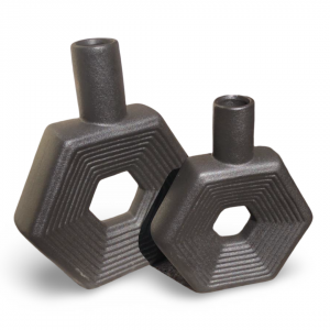 طقم فازات سيراميك قطعتين بوهيمي سداسي داخلية مستويات متعددة اسود