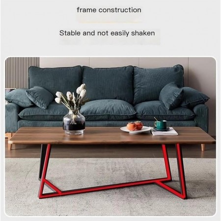 طاولة وسط خشب ملس لون بني رجلين اسود قياس 120 × 60 سم