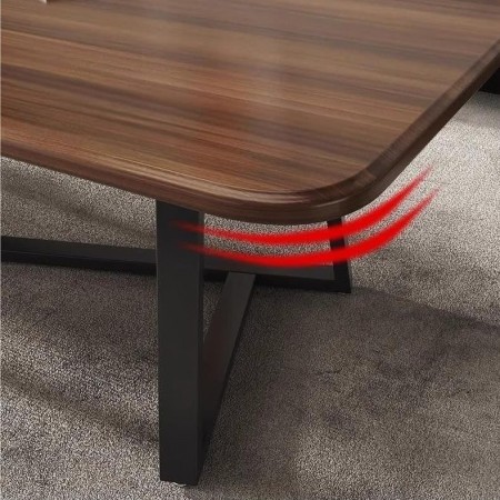 طاولة وسط خشب ملس لون بني رجلين اسود قياس 120 × 60 سم