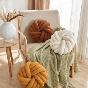 طابة ديكور مجدول عجل مصوف قطر 35سم مخدة مسطحة SWEET LIFE