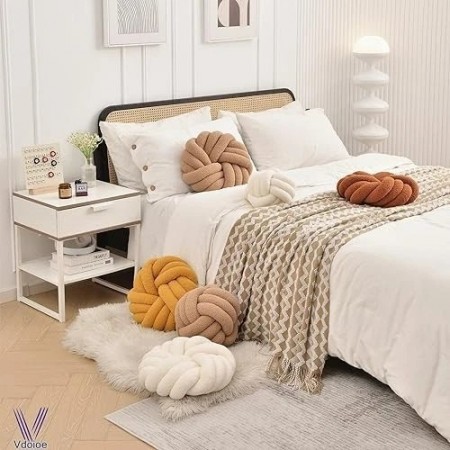 طابة ديكور مجدول عجل مصوف قطر 35سم مخدة مسطحة SWEET LIFE