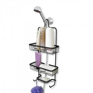 ستاند حمام المنيوم تعليق / تلزيق  مع رفين ورف صابونة وعلاقتين  ستاند حمام المنيوم تعليق / تلزيق  مع رفين ورف صابونة وعلاقتين