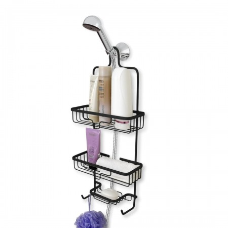 ستاند حمام المنيوم تعليق / تلزيق مع رفين ورف صابونة وعلاقتين ستاند حمام المنيوم تعليق / تلزيق مع رفين ورف صابونة وعلاقتين