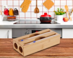 صندوق رول مشمع وقصدير 2 عين خشب بامبو