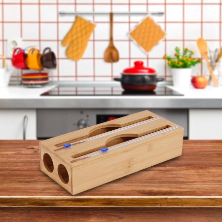 صندوق رول مشمع وقصدير 2 عين خشب بامبو