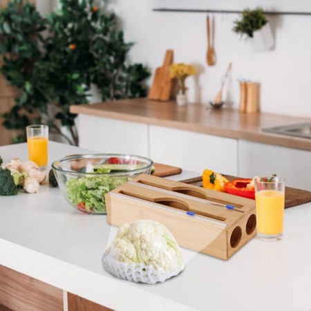 صندوق رول مشمع وقصدير 2 عين خشب بامبو