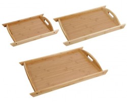 طقم صواني 3 خشب بامبو حجم وسط