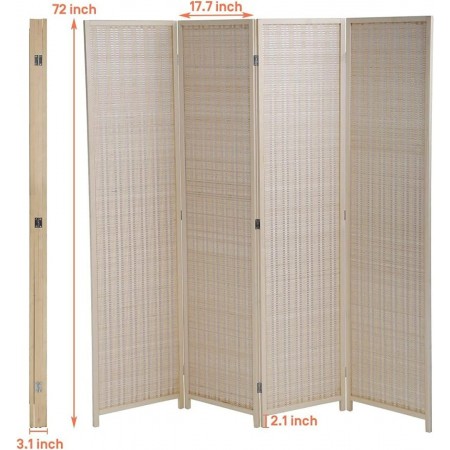 قاطع قش حصير رتان سادة مع اطار خشبي 4 دفات مقاس 180 × 45 سم