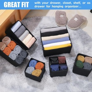 طقم منظم جوارير قماش 6 قطع لون اسود طقم منظم جوارير قماش 6 قطع لون اسود