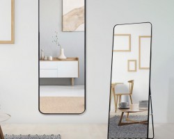 مراه بلاستيك مستطيل اسود مع ستاند  147 × 37 سم