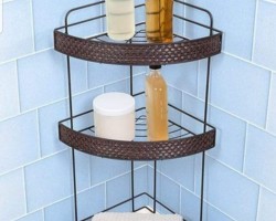 زاوية حمام 3 طبقة معدن ملون بني رتان زاوية حمام 3 طبقة معدن ملون بني رتان