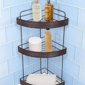 زاوية حمام 3 طبقة معدن ملون بني رتان زاوية حمام 3 طبقة معدن ملون بني رتان