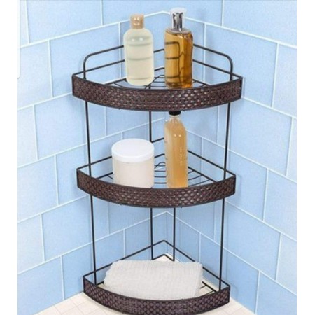 زاوية حمام 3 طبقة معدن ملون بني رتان زاوية حمام 3 طبقة معدن ملون بني رتان