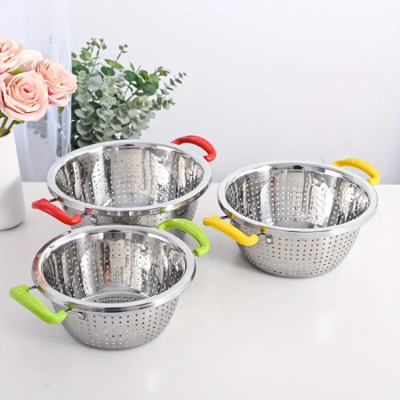 مصفاة بيدين ملون ستانلس 32سم