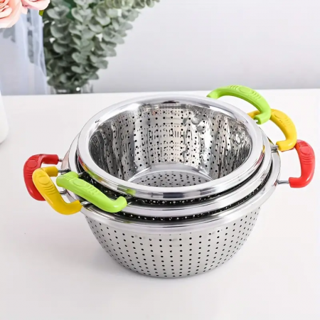 مصفاة بيدين ملون ستانلس 32سم