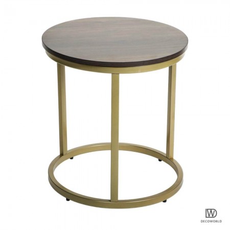 طاولة لون بني وسط حديد ذهبي قطعتين متداخل