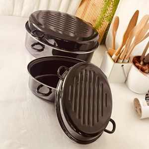 طنجرة - قدر زرب الدجاج مع غطاء - صينية روستر كبير ثقيل قطعتين 38 سم 6L 