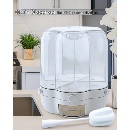 علبة بقوليات 6 حجرة شكل وردة لف مع مكيالات لون ابيض