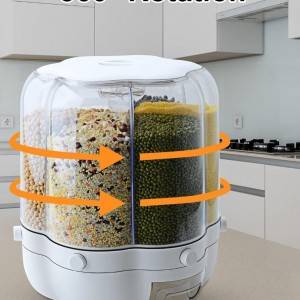 علبة بقوليات 6 حجرة شكل وردة لف مع مكيالات لون ابيض علبة بقوليات 6 حجرة شكل وردة لف مع مكيالات لون ابيض