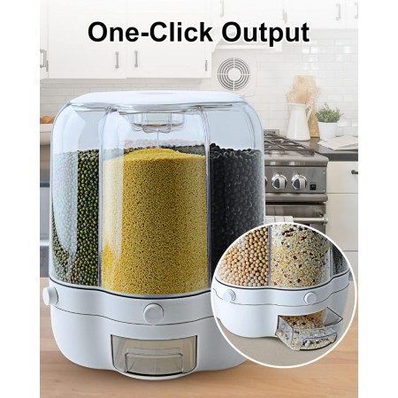 علبة بقوليات 6 حجرة شكل وردة لف مع مكيالات لون ابيض